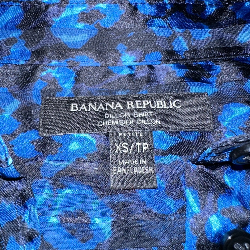 Banana Republic Dillon Shirt – Blue Leopard Print (XS Petite) - Picture 5 of 14